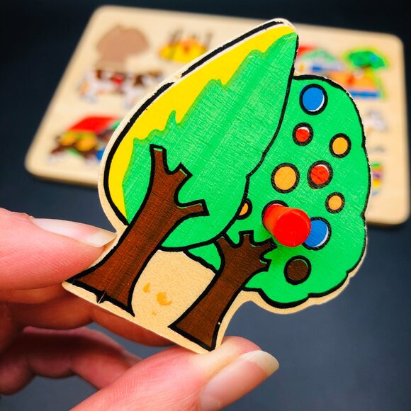 Vintage 80s Ranch Animals Wood Tray Puzzle: Retro GenX Toy Nostalgia - Picture 10 of 10